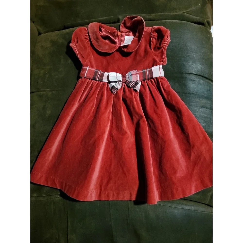 Gymboree vintage red velour Christmas holiday dress size 12 18 months‎